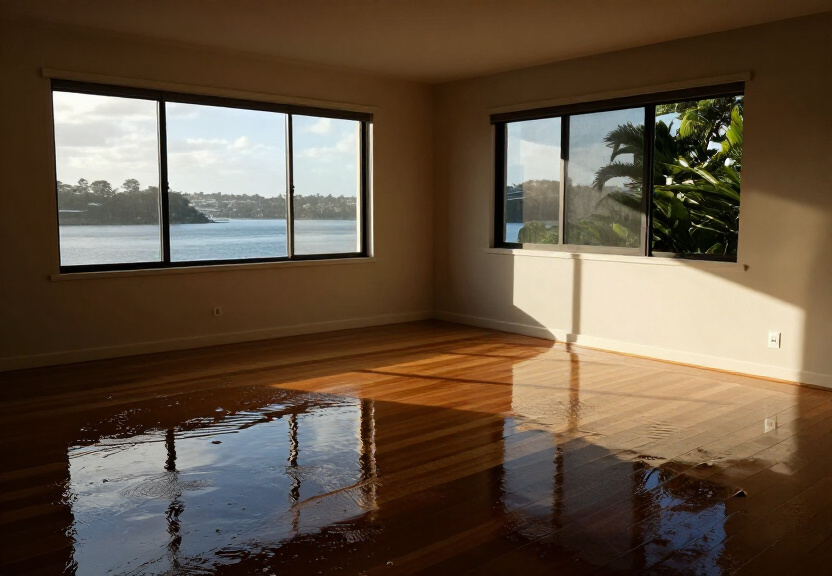 Flooded living room in Cherrybrook home before restoration