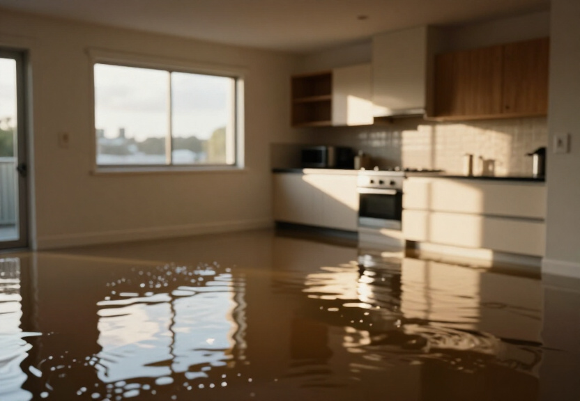 Flooded basement in Cherrybrook home before drying